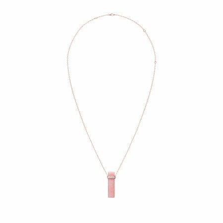 Heavenly Meteor long necklace, pink gold, diamonds and pink opale