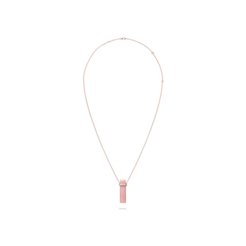 Heavenly Meteor long necklace, pink gold, pink opal and diamonds 
