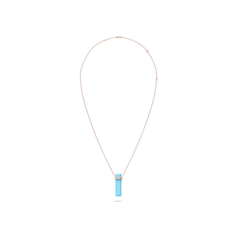 Sautoir Heavenly Meteor en or rose, turquoise et diamants