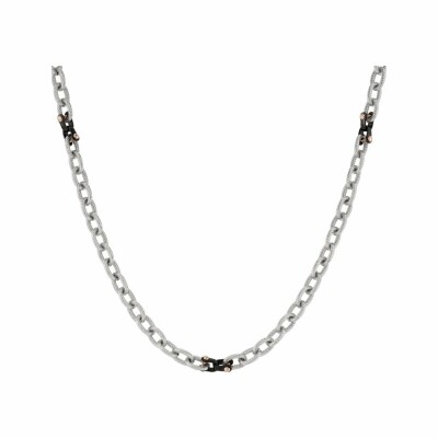 Collier Jourdan Bijoux Metal Tresbro en acier, pvd noir/rose