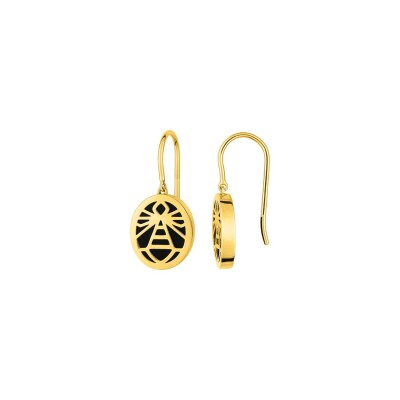 Boucles d'oreilles en or jaune et onyx