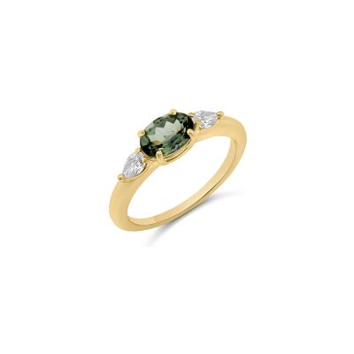 Bague Vaneste en or rose, tourmaline verte et diamants