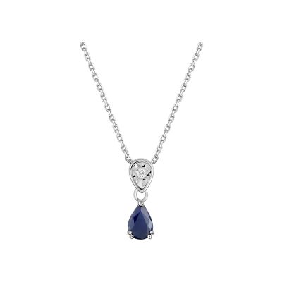 Collier en or blanc, saphir et diamant 0.01ct