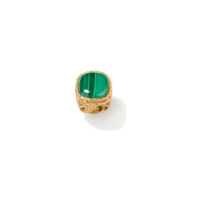 Bague Aurélie Bidermann Miki en métal doré et malachite