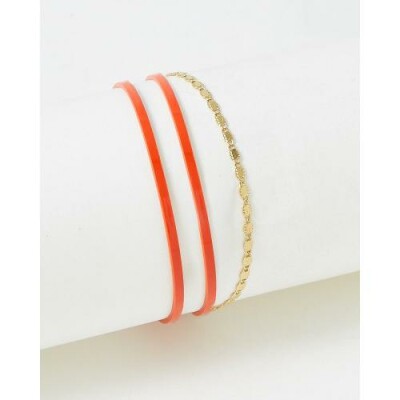 Bracelet FlowersforZoé MILA Orange Blood en cuir et métal, T1