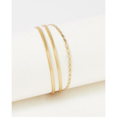 Bracelet FlowersforZoé MILA Metallic Gold en cuir et métal