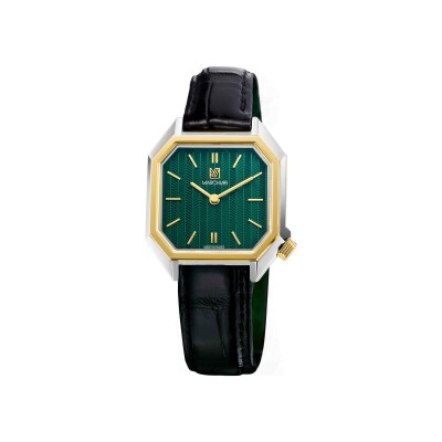 Montre March LA.B Milady Mansart Electrique - Chevrons Emerald  - Alligator Noir