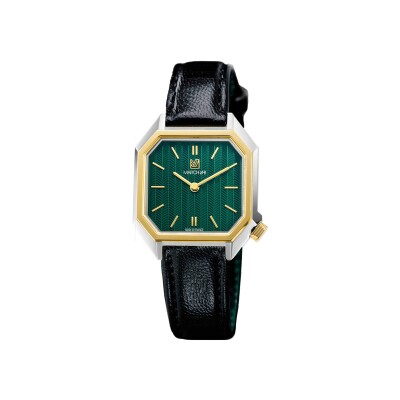 Montre March LA.B Milady Mansart Electrique - Chevrons Emerald  - Chevreau Noir