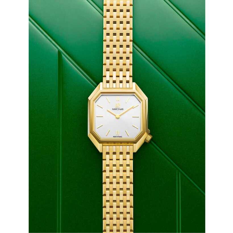 March LA.B Milady Mansart Electric 28 mm watch - Continental - Brushed Polished Steel 9 Gold Links