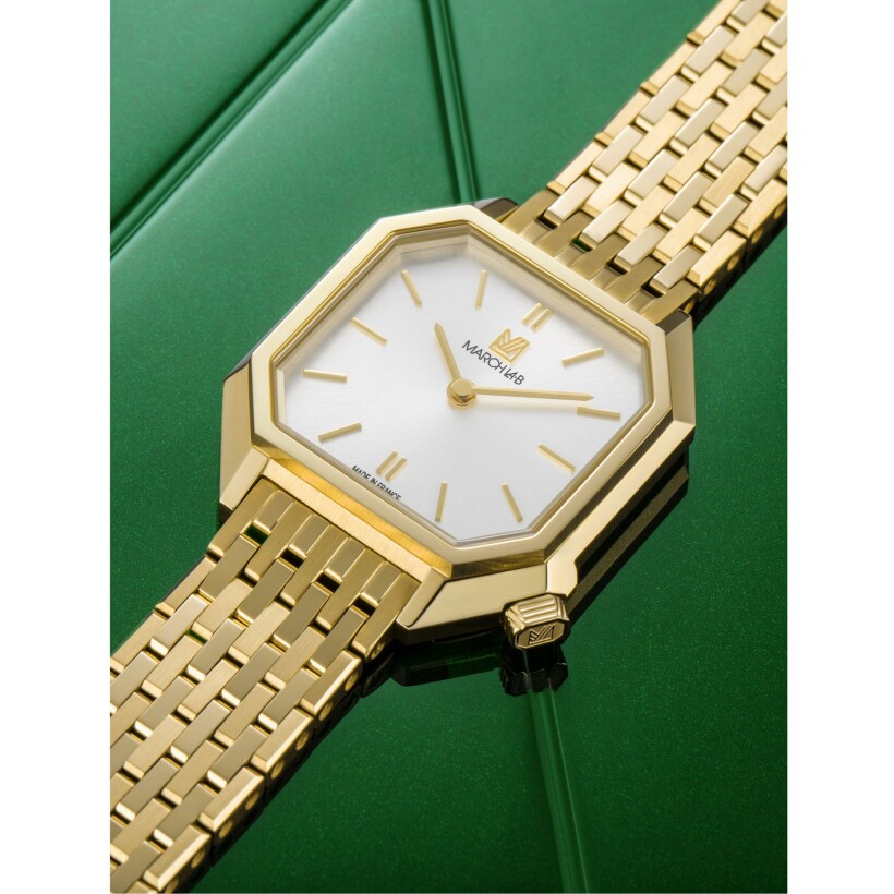 March LA.B Milady Mansart Electric 28 mm watch - Continental - Brushed Polished Steel 9 Gold Links