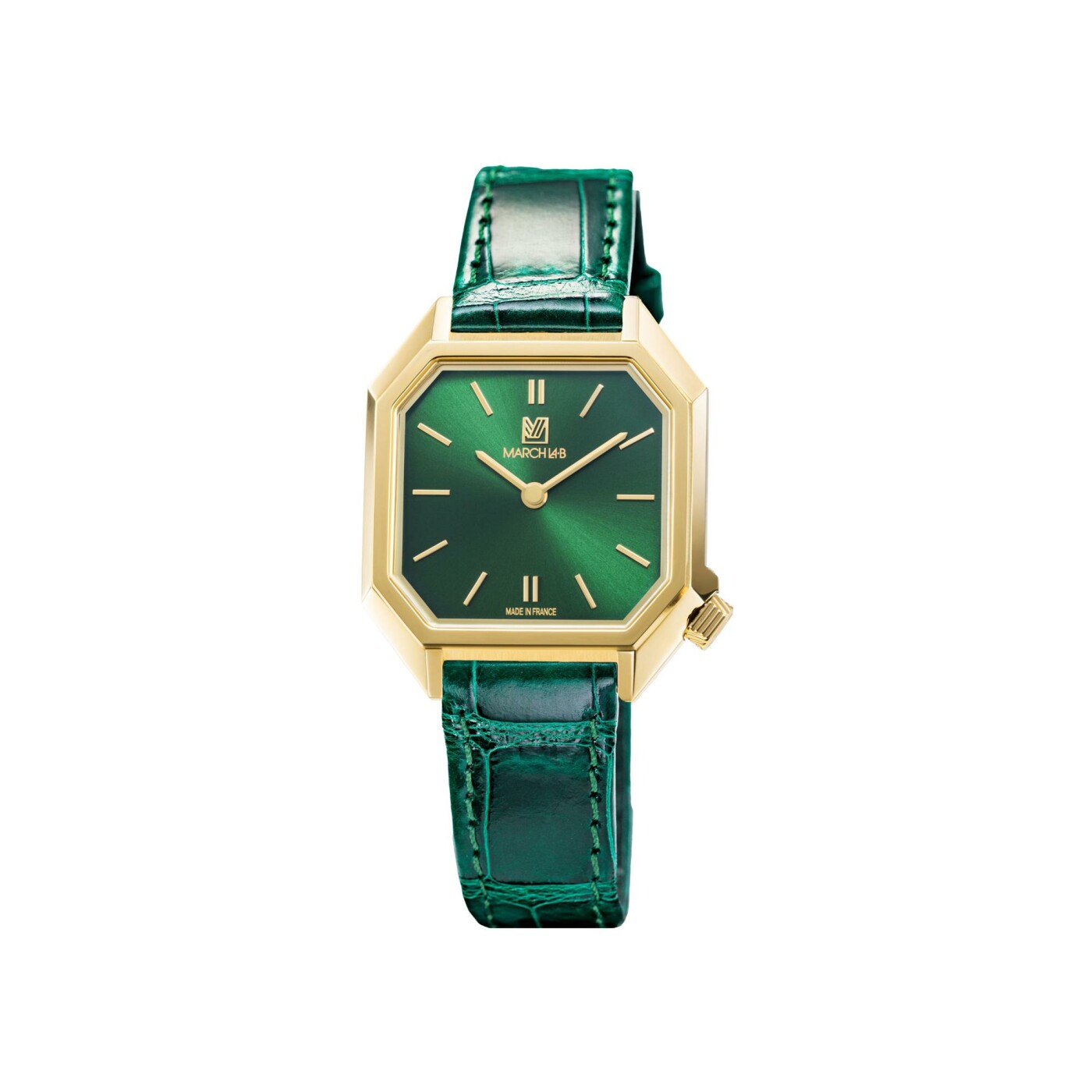 Montre March LA.B Milady Mansart Electrique 28 mm - Emerald - Alligator Vert