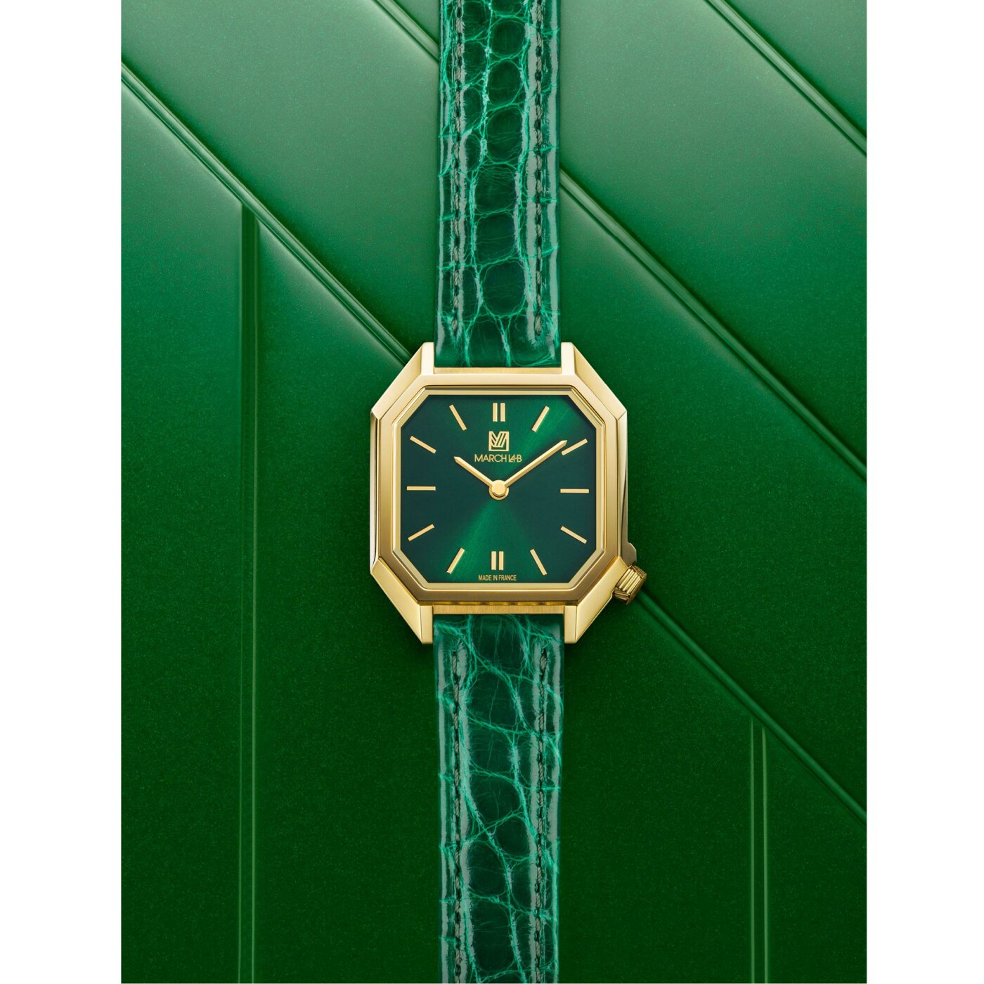 Montre March LA.B Milady Mansart Electrique 28 mm - Emerald - Alligator Vert