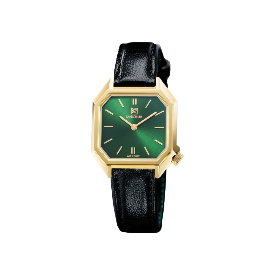 March LA.B Milady Mansart Electric 28 mm watch - Emerald - black goat