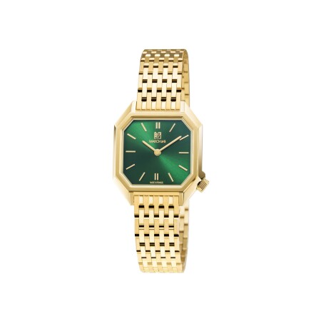 March LA.B Milady Mansart Electric 28 mm watch - Emerald - Brushed Polished Steel 9 Gold Links