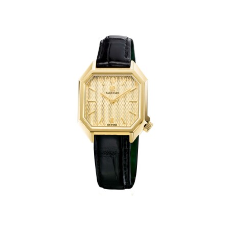 Montre March LA.B Milady Mansart Electrique 28 mm - Chevrons Or - Alligator Noir