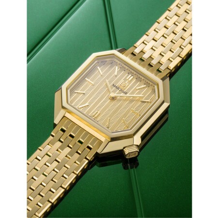 March LA.B Milady Mansart Electric 28 mm watch - Chevrons Or - Brushed Polished Steel 9 Gold Links