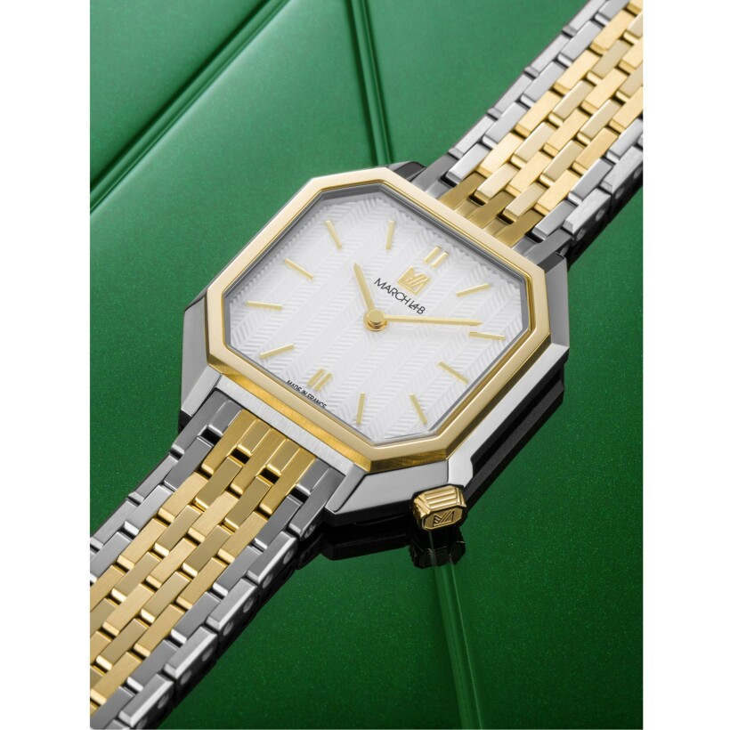 March LA.B Milady Mansart Electric 28 mm watch - Metallic - Brushed Polished Steel 9 Links Two-colour
