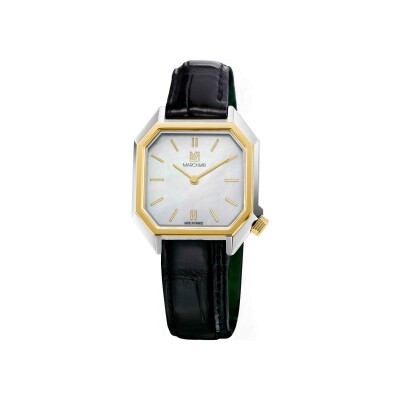 Montre March LA.B Milady Mansart Electrique - Nacre  - Alligator Noir