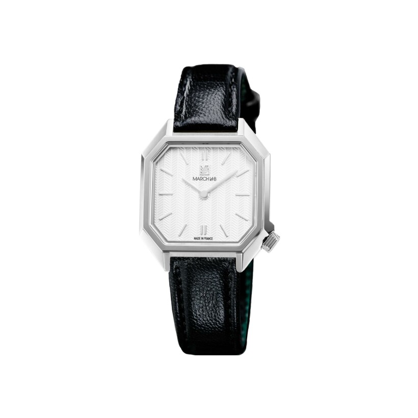 March LA.B Milady Mansart Electric 28 mm watch - Chevrons Blanc - black goat