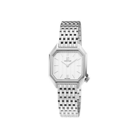 March LA.B Milady Mansart Electric 28 mm watch - Chevrons Blanc - Brushed Polished Steel 9 Links