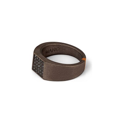 Bague Mano J en titane, or rouge et diamants noirs