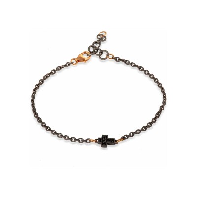 Bracelet Mano J en titane, or rouge et diamants noirs