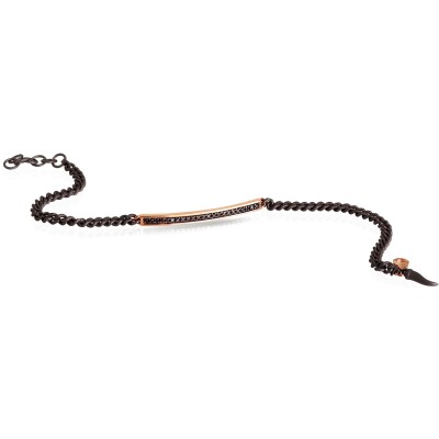 Bracelet gourmette Mano J en titane, or rouge et diamants noirs