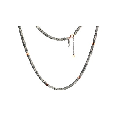 Collier corne Mano J en titane et or rouge