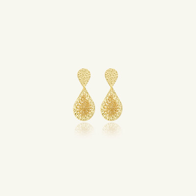 Boucles d'oreilles Sàntibé Bijoux Mini Baker en laiton, métal doré et perles doré