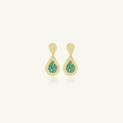 Boucles d'oreilles Sàntibé Bijoux Mini Baker en laiton, métal doré et perles vert d'eau