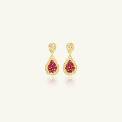 Boucles d'oreilles Sàntibé Bijoux Mini Baker en laiton, métal doré et perles prune