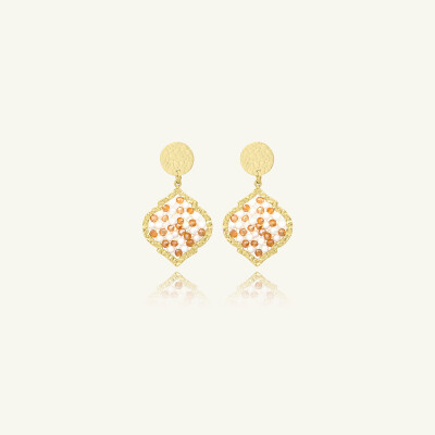 Boucles d'oreilles Sàntibé Bijoux Mini Diamante en laiton, métal doré et perles blanc doré