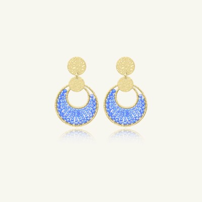 Boucles d'oreilles Sàntibé Bijoux Mini Luna en laiton, métal doré et perles lilas