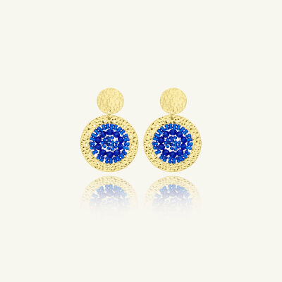 Boucles d'oreilles Sàntibé Bijoux Mini Patagona en laiton, métal doré et perles bleu