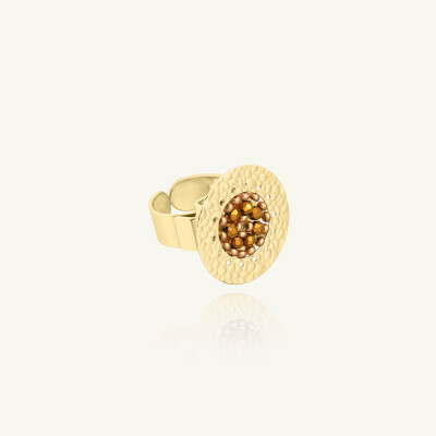Bague Sàntibé Bijoux Patagona Mini en laiton, métal doré et perles champagne