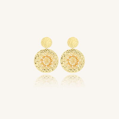 Boucles d'oreilles Sàntibé Bijoux Mini Patagona dorées à l'or fin et perles