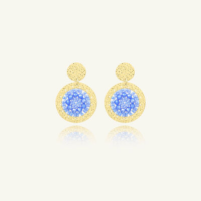 Boucles d'oreilles Sàntibé Bijoux Mini Patagona en laiton, métal doré et perles lilas