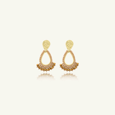 Boucles d'oreilles Sàntibé Bijoux Mini Rio en laiton, métal doré et perles champagne