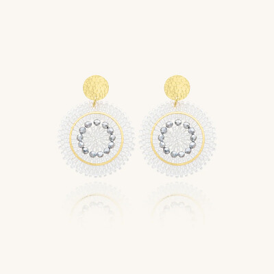 Boucles d'oreilles Sàntibé Bijoux Mini Espagnola en laiton, métal doré et perles argent