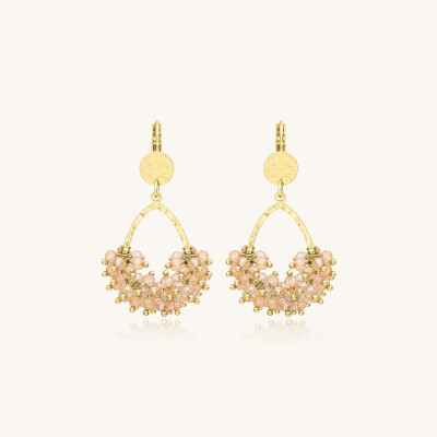 Boucles d'oreilles Sàntibé Bijoux Mini Flora en laiton, métal doré et perles doré
