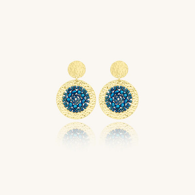Boucles d'oreilles Sàntibé Bijoux Mini Patagona en laiton, métal doré et perles bleu marine