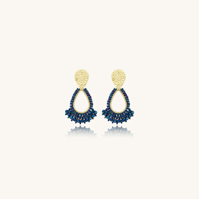 Boucles d'oreilles Sàntibé Bijoux Mini Rio en laiton, métal doré et perles bleu marine