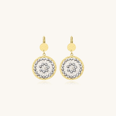 Boucles d'oreilles Sàntibé Bijoux Mini Solène en laiton, métal doré et perles argent