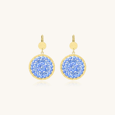 Boucles d'oreilles Sàntibé Bijoux Mini Solène en laiton, métal doré et perles céleste