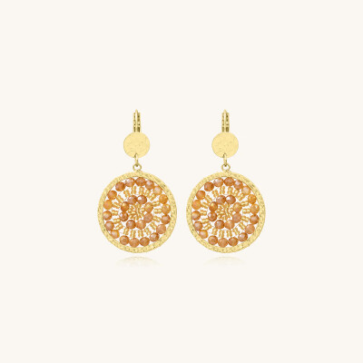 Boucles d'oreilles Sàntibé Bijoux Mini Solène en laiton, métal doré et perles doré