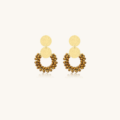 Boucles d'oreilles Sàntibé Bijoux Mini Victoria en laiton, métal doré et perles champagne