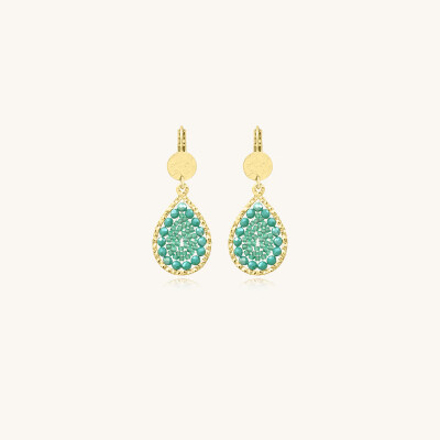 Boucles d'oreilles Sàntibé Bijoux Mini Ysé en laiton, métal doré et perles vert demoiselles