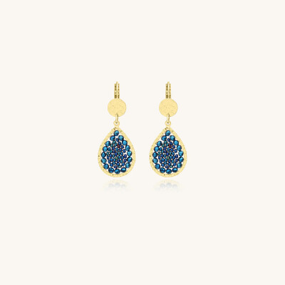 Boucles d'oreilles Sàntibé Bijoux Mini Ysé en laiton, métal doré et perles bleu marine