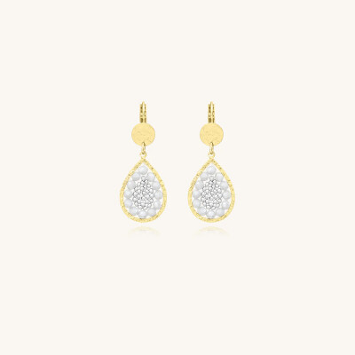 Boucles d'oreilles Sàntibé Bijoux Mini Ysé en laiton, métal doré et perles platine