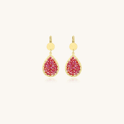 Boucles d'oreilles Sàntibé Bijoux Mini Ysé en laiton, métal doré et perles prune